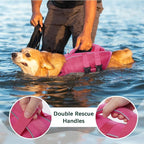 Kuoser Dog Life Jacket High Flotation, Reflective Dogs Life Vest for Swimming Boating, Adjustable Small Medium Large Dog lifejacket, Lightweight Dogs Life Preserver Rescue Handle Spring Summer Pool