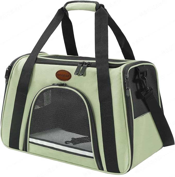 Cat Carrier Dog Carrier Pet Carriers for Medium Small Cats Dogs Puppies up to 15 Lbs,TSA Airline Approved Small Dog Cat Carriers Soft Sided,Collapsible Travel Puppy Carrier (Green, Medium)