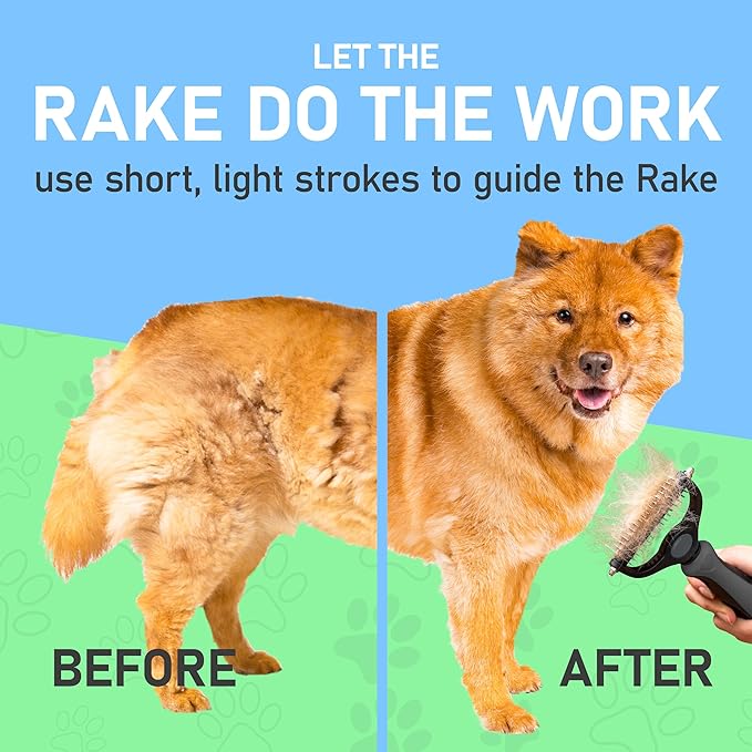 Maxpower Planet Pet Grooming Brush - Double Sided Undercoat Rake for Dogs and Cats, Extra Wide, Reduce Shedding by 95%, Grey