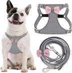 Puppytie No Pull Dog Harness with Multifunction Dog Leash,Soft Adjustable No Choke Escape Proof Pet Harness Vest for Medium Dogs,Knitted Black-White,M