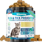 Flea Treatment for Cats, 200 Treats Flea and Tick Prevention for Cats Chewables, Natural Cat Flea and Tick Treatment Chews Daily Oral Flea Supplement, Kitten Cat Flea Treatment, Chicken Flavor