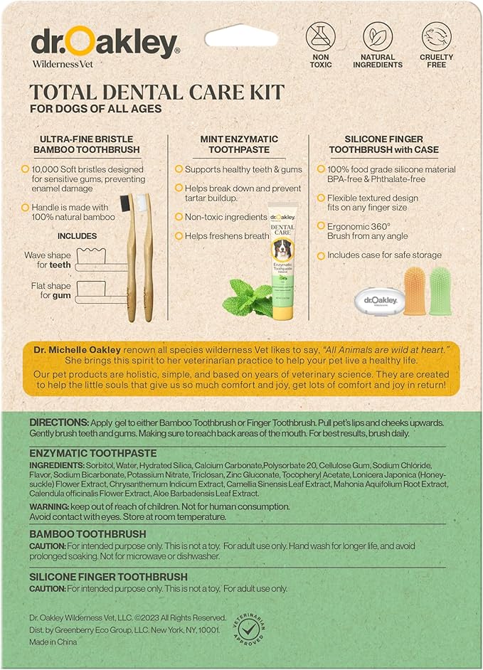 Total Dental Care Kit for Dogs: Minty Fresh -Toothpaste, Brushes, and Case, 1 Count -Natural