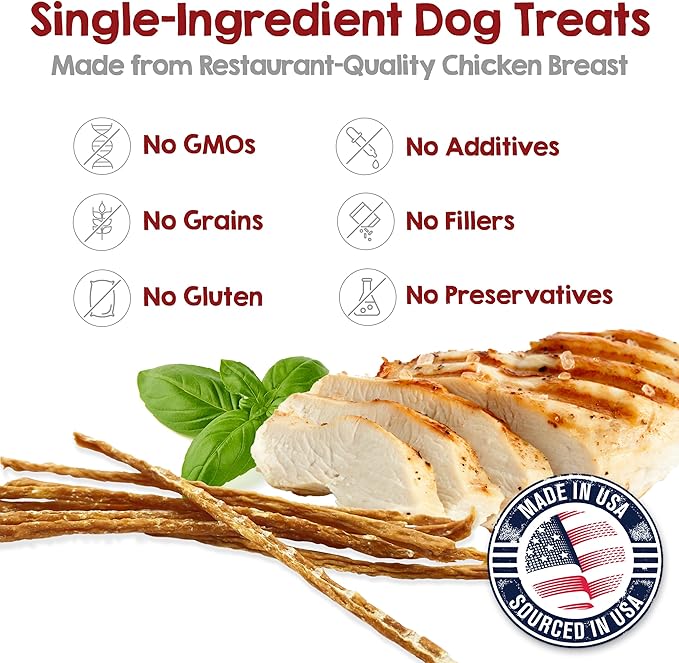 Riley's Chicken Sticks for Dogs - Natural USA Sourced Single Ingredient Dehydrated Real Meat Chicken Slims Jerky Treats, Made in The USA - 6 oz