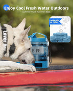 Dog Water Bottle Travel Portable - 77oz Large Travel Water Bowl Dispenser for Dogs Camping Essentials Hiking Beach Road Trip Park Walking On The Go Must Haves, Blue