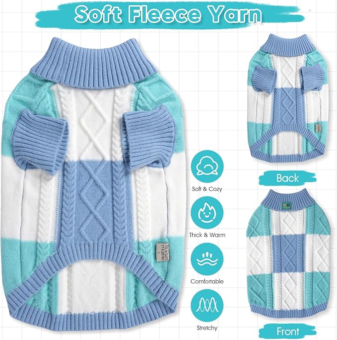 Turtleneck Pet Sweaters for Dogs Boys or Girls,Color Inlay and Moving Needle Pattern Dog Sweater,Pet Clothes,Dog Sweaters,Suitable for Various Breeds Dogs or Sizes(Blue Group,L)