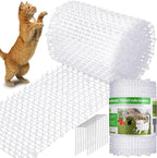 Sanwuta 2 Pcs 26.3 ft Cat Spike Mat Outdoor Cat Deterrent Mat with Spikes Prickle Strips Indoor Dog Digging Deterrent Anti Network Spikes with 10 Staples for Garden Fence(White)