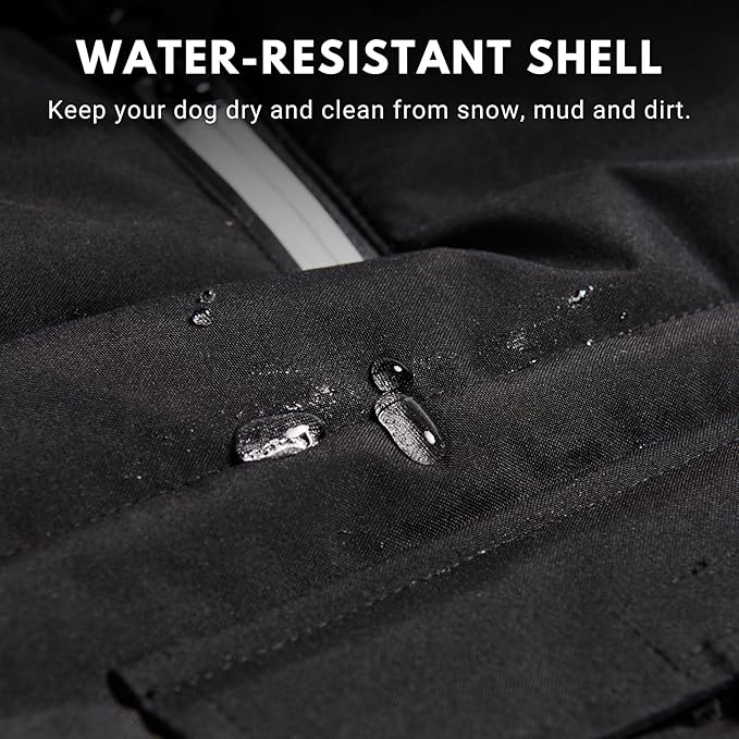 Spark Paws Dog Winter Jacket, Water-Resistant Coat, Warm Reflective Windproof Fleece-Interior, for Medium and Large Dogs - Black - 3XL