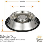 Neater Pet Brands Stainless Steel Slow Feed Bowl - Non-Tip & Non-Skid - Stops Dog Food Gulping, Bloat, Indigestion, and Rapid Eating (1-1/2 Cup)