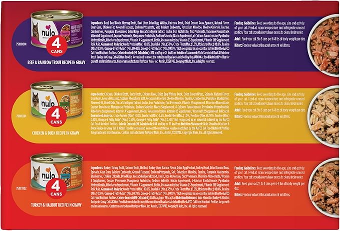 Nulo Variety Flavors Grain-Free Shredded Wet Canned Cat Food, 3 Ounce (Pack of 12)