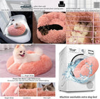 Pink Puppy Bed 15 Inch Washable, Donut Soft Small Pet Bed,Calming Anti Anxiety Round Fits up to 5 lbs Warm Comfort Pets Beds for Puppy Dogs Indoor…