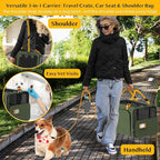 PAWZIDEA Expandable Large Pet Carrier, 24"X16"X16" Cat Carrier for 2 Cats, Collapsible Dog Travel Crate for Small Medium Dog, Soft-Sided Car Seat Cage Bag w/XL Storage Pocket, ID Card, Shoulder Strap