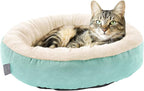 Love's cabin Round Donut Cat and Dog Cushion Bed, 20in Pet Bed for Cats or Small Dogs, Anti-Slip & Water-Resistant Bottom, Super Soft Durable Fabric Pet Beds, Washable Luxury Cat & Dog Bed Blue