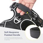 HEELE Dog Harness, No Pull Adjustable Padded Reflective Harness for Small Medium Large Dogs with Handle for Walking Training, Black, XL