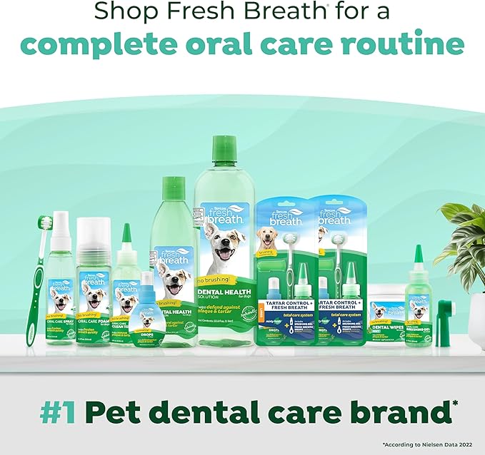 TropiClean Fresh Breath Toothbrush and Toothpaste Kit for Puppies, Teeth Cleaning Kit to Prevent Plaque & Tartar, Breath Freshener, Dog Dental Care
