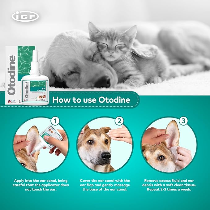 Otodine Dog Ear Cleaner Solution - Veterinary Formula for Itchy Ears, Head Shaking & Scratching - Tris-EDTA Flush for Wax, Debris & Odor - Gentle & Safe for Cats & Puppies - 100ml
