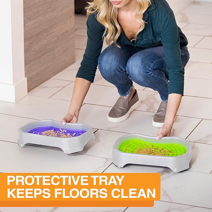 Neater Pets - Neat-LIK Pad with Mess-Proof Tray Keeps Floors Clean - Slow Feeding Pad for Dogs & Cats - Relieves Anxiety & Cures Boredom - Fill Licking Pad with Treats & Food (Purple & Vanilla Bean)