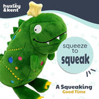 Huxley & Kent Funny Dog Toy w/Squeaker – Holiday Power Plush Squeaky Dog Toys for Small, Medium & Large Dogs – Soft Stuffed Animal for Indoor Play & Fetch - Tree Rex 2.0, Large