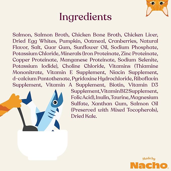 Made by Nacho Wet Cat Food, Sustainably-Caught Minced Salmon in Bone Broth for Hydration, Digestive Health, High Protein, 2.5 Ounce Cups (10 Pack)
