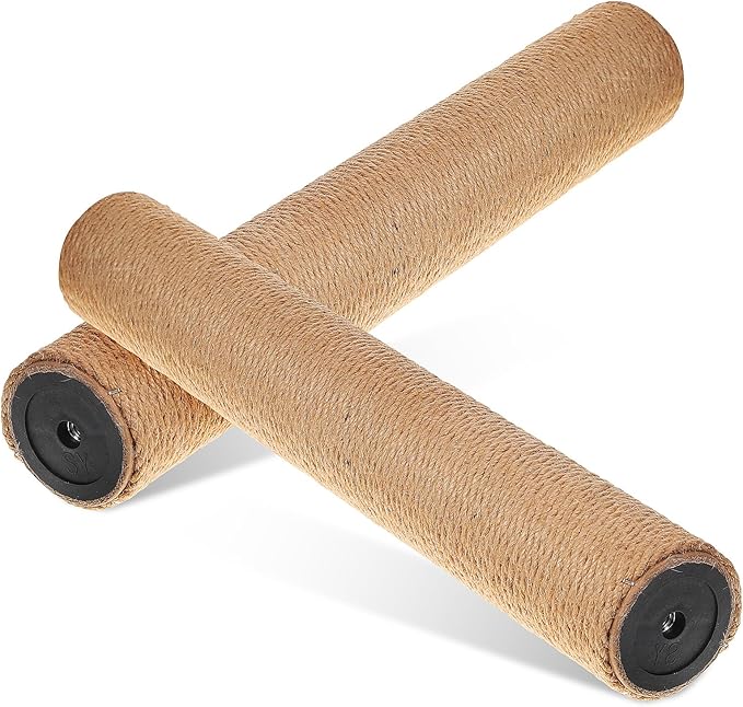 SUPVOX 2 Pcs Cat Scratching Post Parts: 15.7 x 2.4 Inch Cat Scratching Post Pole, 5 mm Jute Rope with ABS Plastic Pole - Cat Scratcher Posts Replacement with M8 Screws