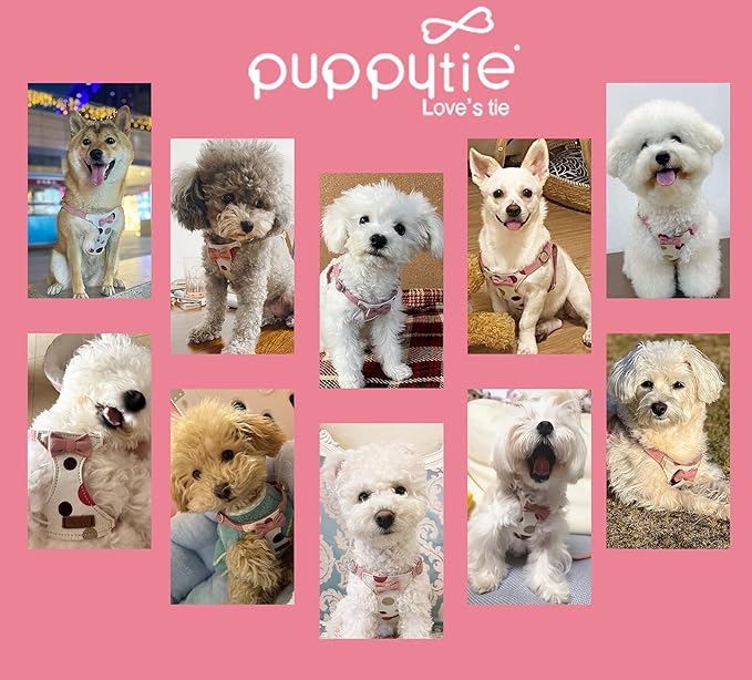 Puppytie No Pull Dog Harness with Multifunction Dog Leash,Soft Adjustable No Choke Escape Proof Pet Harness Vest for Medium Dogs,Polka dots Pink,M