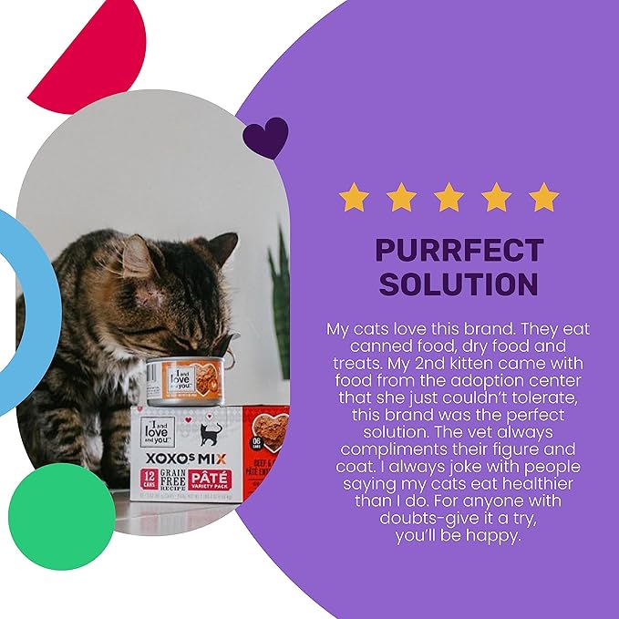 I AND LOVE AND YOU XOXOs Wet Cat Food - Chicken + Beef Pâté Variety Pack - Grain Free, Filler Free, 3oz Pack of 12 Cans