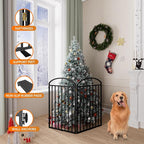 2 Panels Full Matel Freestanding Dog Gates with Door, 48"Extra Wide 36"Tall Free Standing Dog Pet Gate for Indoor & Outdoor. Foldable Pet Fences for Doorways, House, Stairs, Porch, Deck, Yard