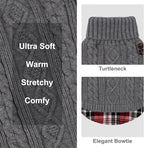KYEESE Dog Sweater Soft Pullover Dog Sweaters for Medium Dogs Boy Warm Turtleneck Medium Dogs Sweater Stretchy Knitwear Cat Clothes with Gingham Patchwork Thick Pet Coat for Fall Winter Cold Weather