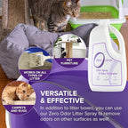 Zero Odor – Litter Odor Eliminator - Patented Molecular Technology - Pet Safe & Works on all types of litter, 64oz Refill