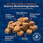 NaturVet All-in-One Senior Dog Daily Care Supplement, 8-in-1 Support Dog Soft Chews for Mobility, Skin, Heart, Teeth, Cognition, Eyes, Hickory Smoked Bacon Flavored Pet Supplement for Dogs, 60 Count