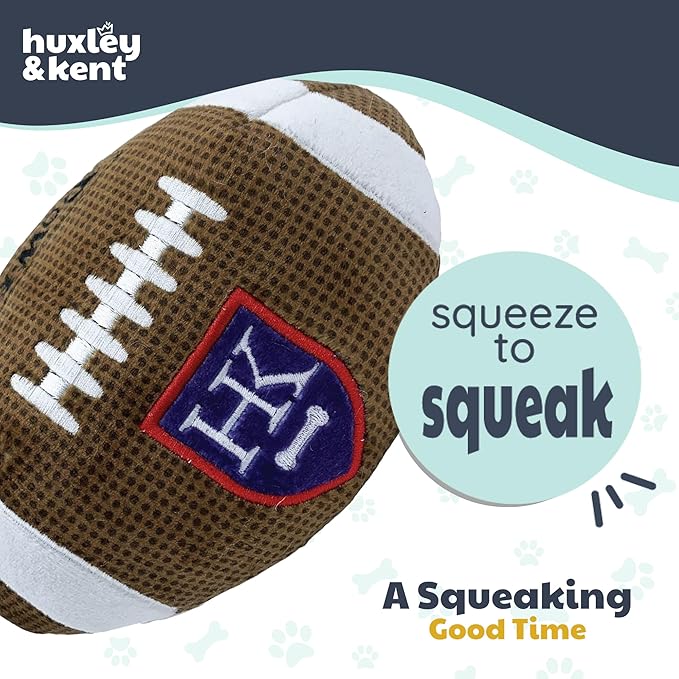 Huxley & Kent Funny Dog Toy w/Squeaker – Power Plush Squeaky Dog Toys for Small, Medium & Large Dogs – Soft Stuffed Animal for Indoor Play & Fetch - HK Football, Large