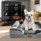Orthopedic Dog Bed with Sides - Dog Sofa Beds for Medium Dogs, Supportive Foam Pet Couch Bed with Washable Removable Cover, Waterproof Lining and Non-Slip Bottom, Grey - M