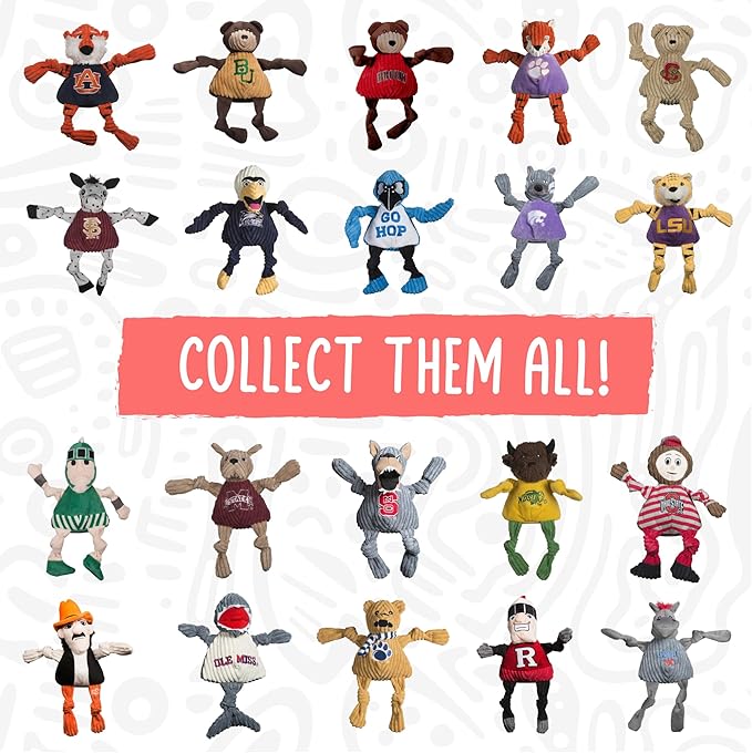 HuggleHounds Knottie Plush Dog Toy - Stuffed Animal Toy, Puppy Toys, Squeaky Dog Toy for Small, Medium & Large Dogs, Durable Plush to Keep Busy, Officially Licensed - Clemson Uni Tiger, Small