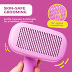 Hertzko Self Cleaning Slicker Brush for Cats & Dogs – Grooming Tool for Shedding Long & Short Hair – Retractable Bristles – Easy-Clean Cat & Dog Deshedding Brush – Painless Detangling - Pink