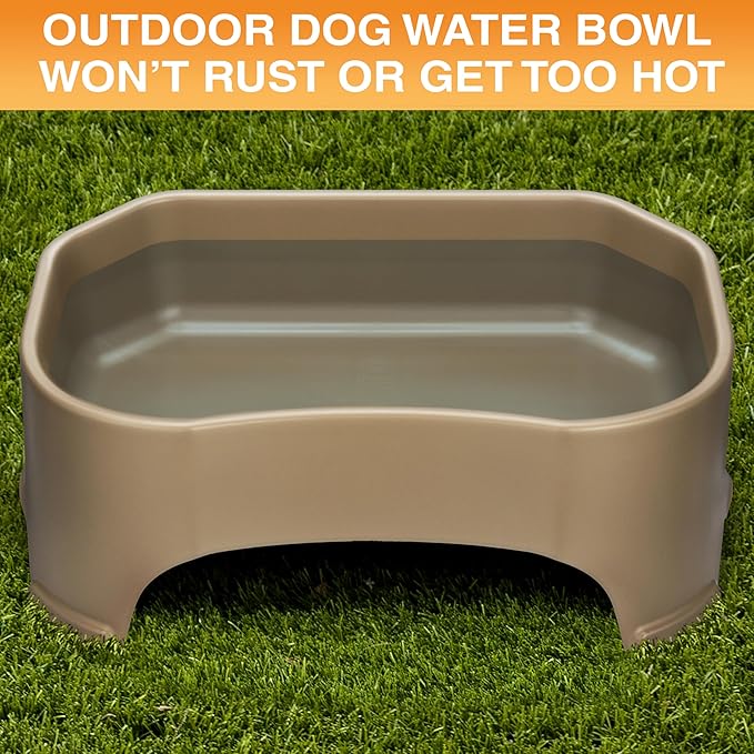 Neater Pet Brands Extra Large Water Bowl for Dogs, Outdoor Dog Water Bowl (2.25 Gallon Extra-Large Capacity), Big Trough Style Food Dish for Indoors or Outside, No Spill Large Dog Bowls, Champagne
