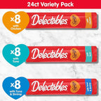 Delectables Squeeze Up Variety Pack, Creamy Squeezable Puree, Lickable Wet Cat Treats, Grain Free, No Added Fillers, No By-Products, No Added Preservatives, 0.5 Ounces Tube, 24 Tubes Total