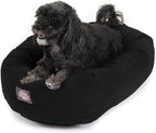 Majestic Pet 24 Inch Suede Calming Dog Bed Washable 24x19x7 (Inch) – Cozy Soft Round Donut Dog Bed with Spine Support for Dogs to Rest Their Head - Pet Bed Small – Black