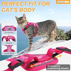 BEAUTYZOO Cat Harness and Leash Escape Proof for Walking[MAX Safety Upgrade]- Neck Release Adjustable Harness for Cats Puppy,Soft Comfortable Lightweight & Reflective Travel Kitten Harness for Outdoor