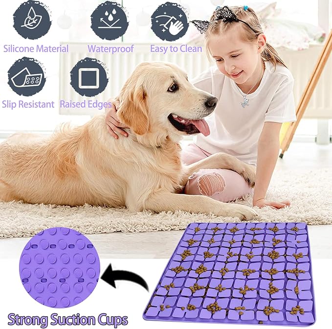Silicone Snuffle Mat for Large Dogs,Slow Feeder Lick Mat for Pet Slow Down Eating,Encourages Natural Foraging Skill,Relieving Stress,Interactive Feed Game Toy for All Breed Dogs