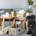 Dog Toy Basket with Lid, Dog Basket for Toys, Dog Toy Box with Cotton Rope Handles, Collapsible Storage Bins for Dog Toys, Dog Storage Organizer, Beige