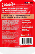 Hartz Delectables Savory Broths Senior 10+ Chicken & Tuna Lickable Cat Treat, 12 Pack