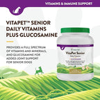 NaturVet –VitaPet Senior Daily Vitamins for Senior Dogs – Plus Glucosamine – Full Spectrum of Vitamins & Minerals – Enhanced with Glucosamine for Added Joint Support – 365 Time Release Tablets