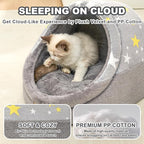 Jiupety Cat Beds for Indoor Cats, Cute Cat Cave Bed and Kitten Bed, Large Cat Cave and Covered Cat Bed with Anti-Slip Bottom, Washable Removable Cushion, M(16"x16"x13"), Gray Star.