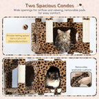 Globlazer Heavy Duty Cat Tree, 74inch Sturdy Cat Tower for Large Cats Adult, Big Cat Tree with 5 Sisal Scratching Posts, 2 Padded Cat Condos, 2 Hanging Baskets, Enlarged Top Perch, S74, Leopard Print