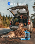 Dog Water Bottle Travel Portable - 77oz Large Travel Water Bowl Dispenser for Dogs Camping Essentials Hiking Beach Road Trip Park Walking On The Go Must Haves, Blue