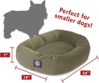 Majestic Pet 24 Inch Suede Calming Dog Bed Washable 24x19x7 (Inch) – Cozy Soft Round Donut Dog Bed with Spine Support for Dogs to Rest Their Head - Pet Bed Small – Sage