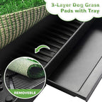 25" x 20" Dog Grass Pad with Tray, 3PCS Washable Artificial Grass Pee Pads for Indoor Dog Potty, Portable Reusable Pet Toilet for Small/Medium Dogs, 3-Layer System