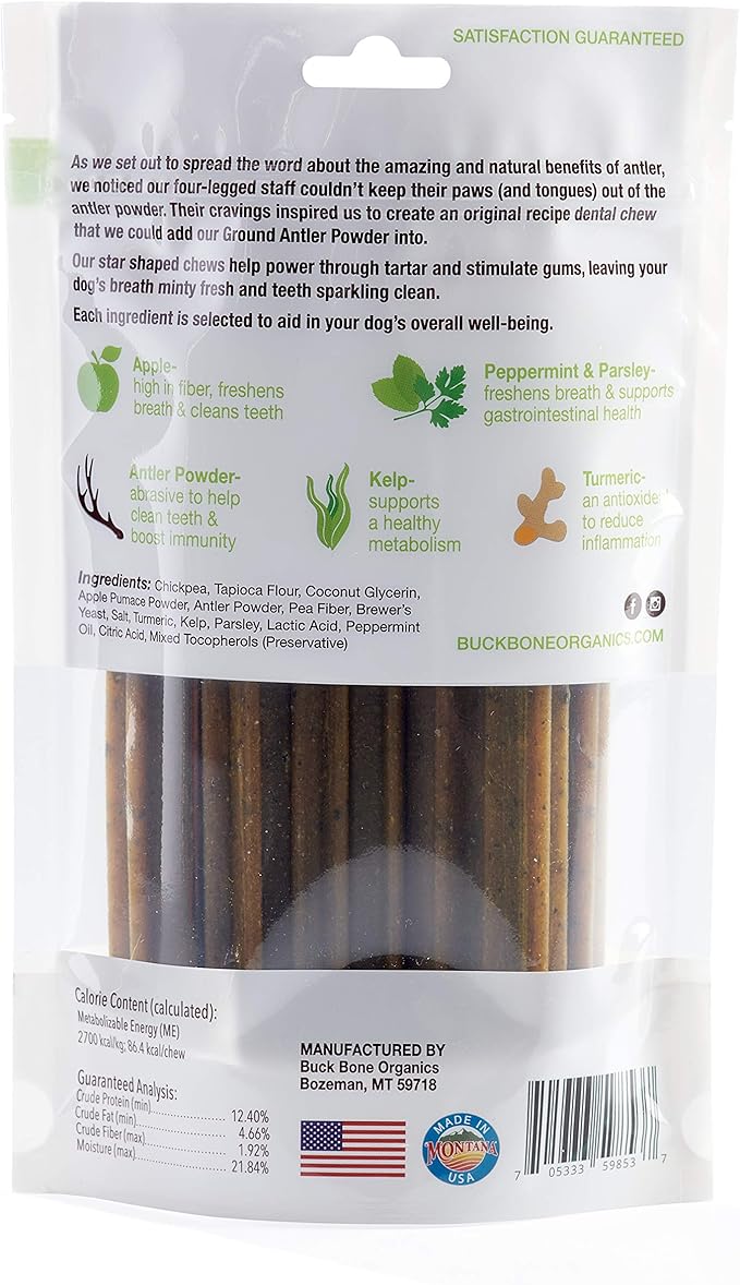 Buck Bone Organics Natural Dental Chew 12 Chews in Pack