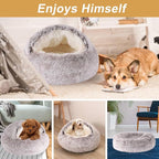 Dog Beds for Small Dogs, Cat Bed Cave, Washable Cute Cat Bed, Cozy Nook Pet Bed for Dogs or Cats, Anti-Slip Puppy Bed Fits up to 22 lbs Pets(Coffee, 24" x 24")