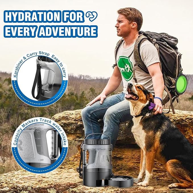 Dog Water Bottle Travel Bowl - 95oz Large Portable Dog Water Bowls Dispenser for Camping Essentials Hiking Traveling Beach Car Park Accessories, Leak Proof Pet Drinking Bottle Jug Bowls Dispenser