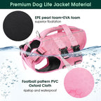 Kuoser Dog Life Jacket High Flotation, Reflective Dogs Life Vest for Swimming Boating, Adjustable Small Medium Large Dog lifejacket, Lightweight Dogs Life Preserver Rescue Handle Spring Summer Pool